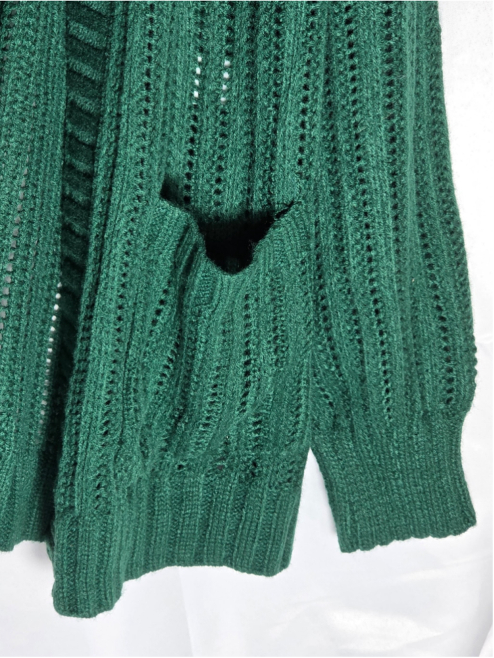 Women's SO Open Front Knit Cardigan Sweater Green Size S fall cozy grandmacore - Picture 2 of 5